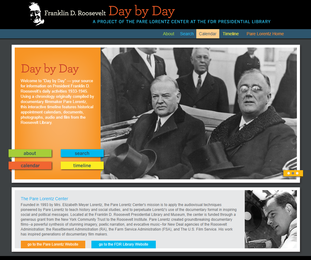 Visit the Franklin D. Roosevelt Day by Day interactive timeline